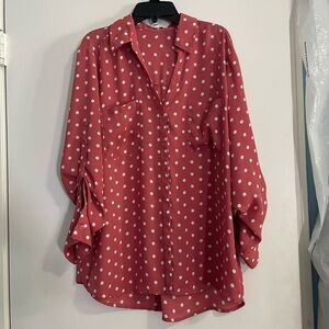 Express Pink and White Blouse Size XL
